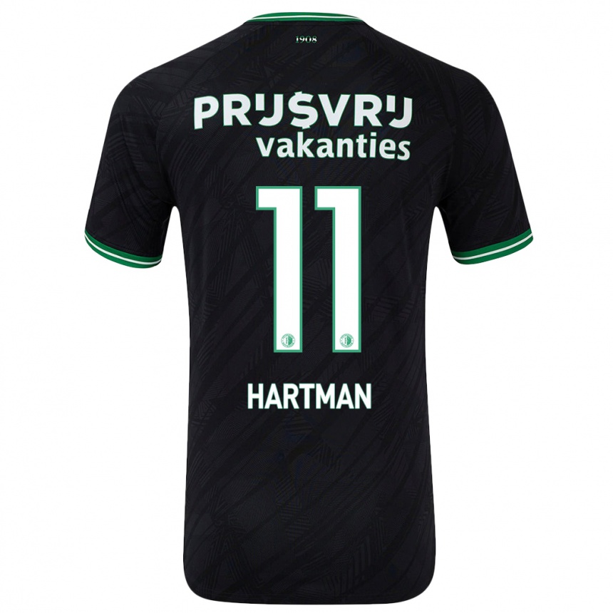 Kids Football Quilindschy Hartman #11 Black Green Away Jersey 2024/25 T-Shirt Uk