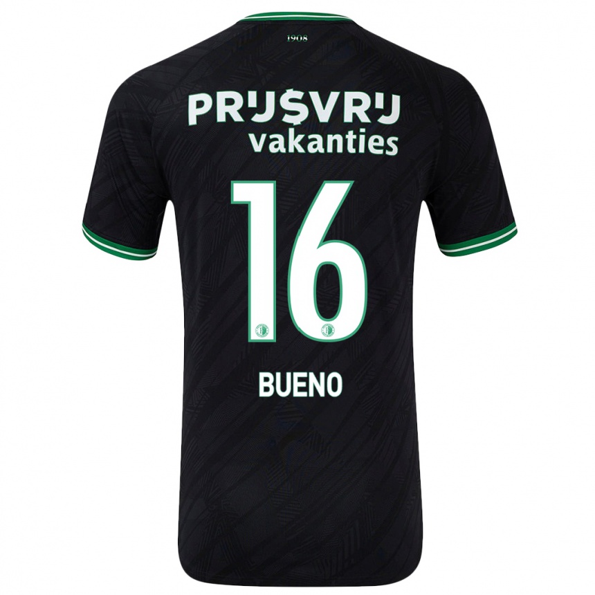 Kids Football Hugo Bueno #16 Black Green Away Jersey 2024/25 T-Shirt Uk