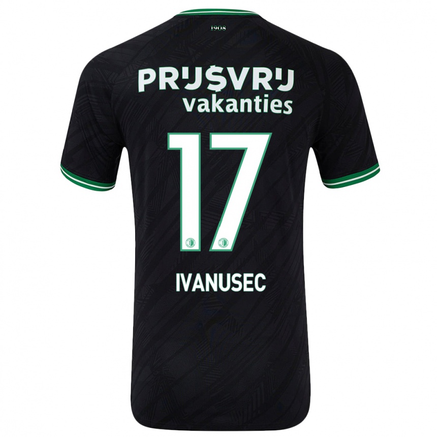 Kids Football Luka Ivanusec #17 Black Green Away Jersey 2024/25 T-Shirt Uk