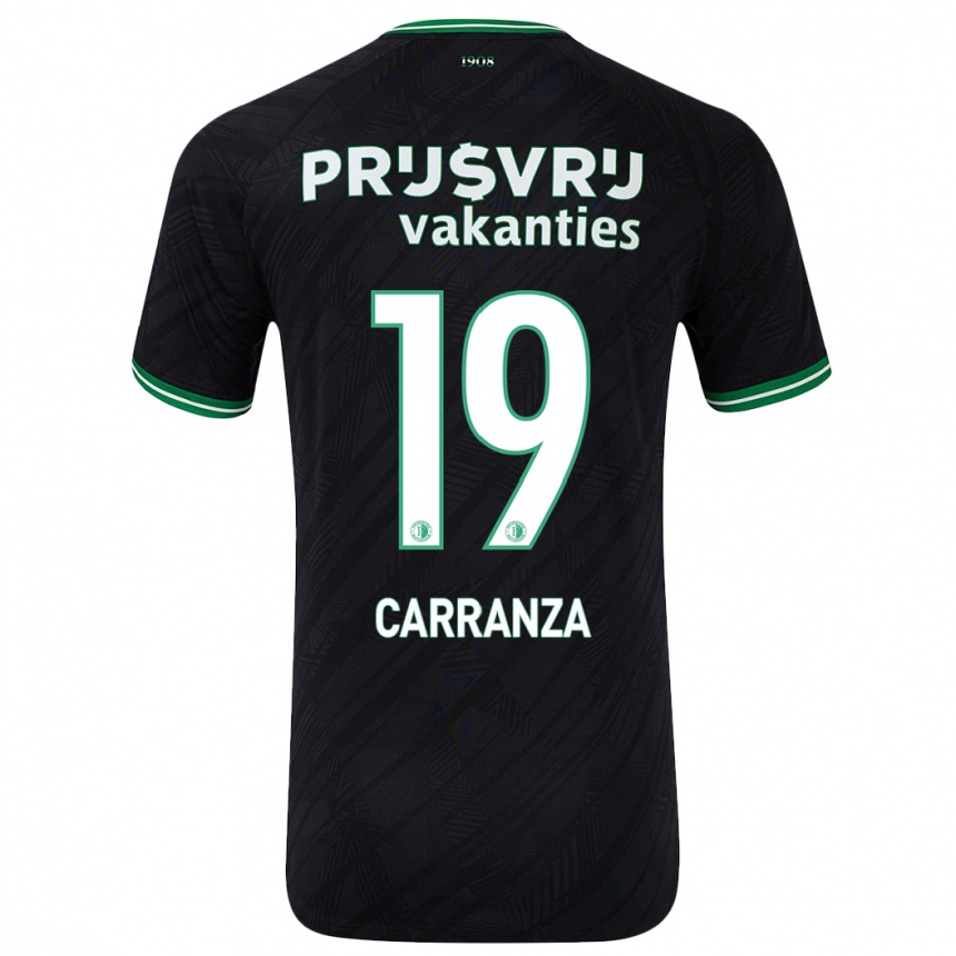 Kids Football Julián Carranza #19 Black Green Away Jersey 2024/25 T-Shirt Uk