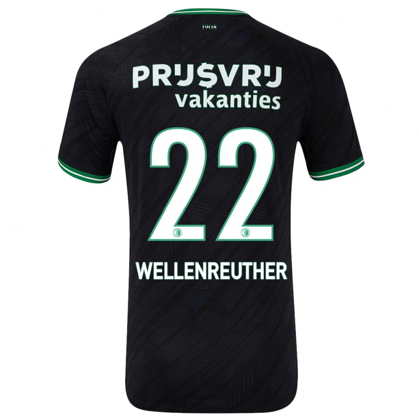 Kids Football Timon Wellenreuther #22 Black Green Away Jersey 2024/25 T-Shirt Uk