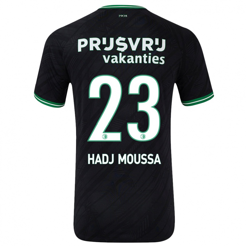 Kids Football Anis Hadj Moussa #23 Black Green Away Jersey 2024/25 T-Shirt Uk