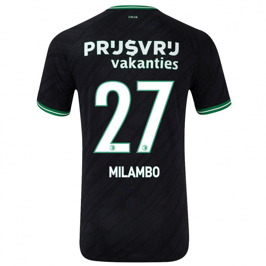 Kids Football Antoni Milambo #27 Black Green Away Jersey 2024/25 T-Shirt Uk