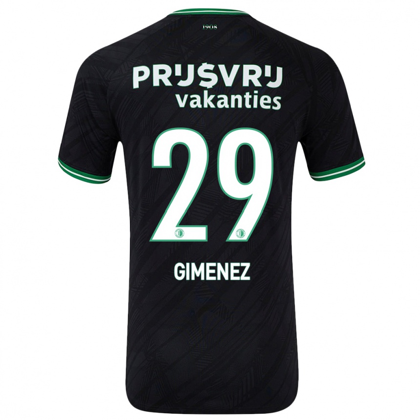 Kids Football Santiago Gimenez #29 Black Green Away Jersey 2024/25 T-Shirt Uk