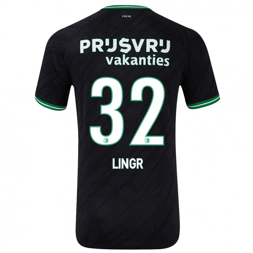 Kids Football Ondrej Lingr #32 Black Green Away Jersey 2024/25 T-Shirt Uk