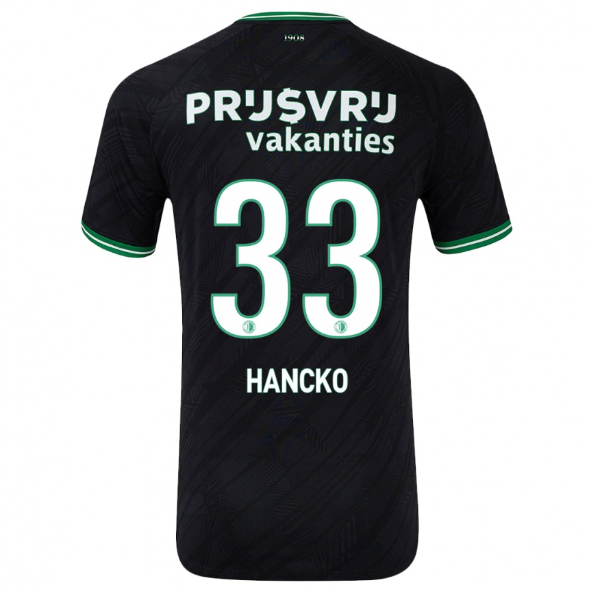 Kids Football David Hancko #33 Black Green Away Jersey 2024/25 T-Shirt Uk