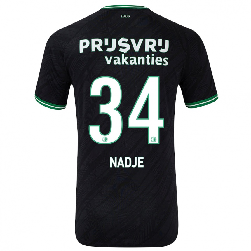 Kids Football Chris-Kévin Nadje #34 Black Green Away Jersey 2024/25 T-Shirt Uk