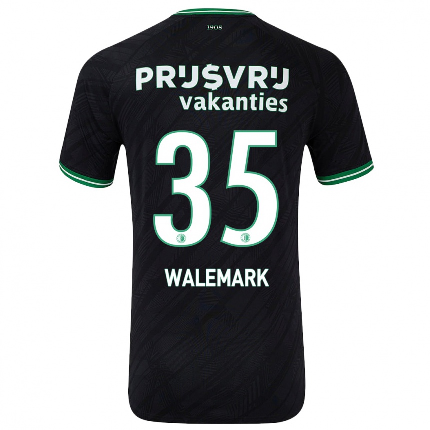 Kids Football Patrik Walemark #35 Black Green Away Jersey 2024/25 T-Shirt Uk