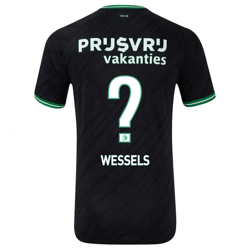 Kids Football Tijme Wessels #0 Black Green Away Jersey 2024/25 T-Shirt Uk