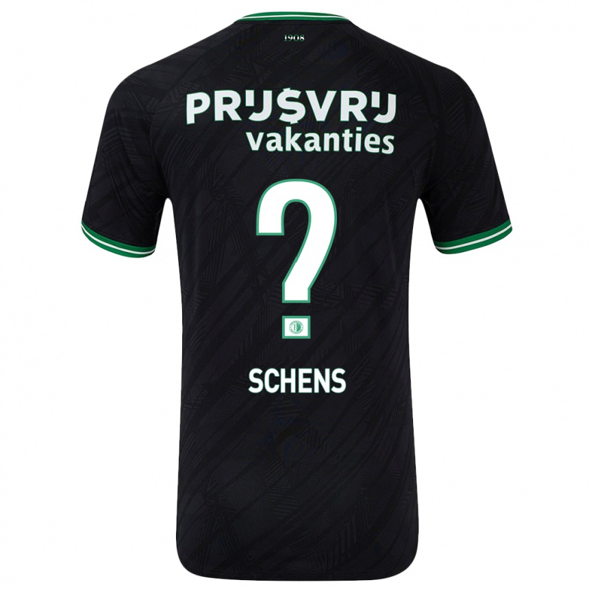 Kids Football Twan Schens #0 Black Green Away Jersey 2024/25 T-Shirt Uk