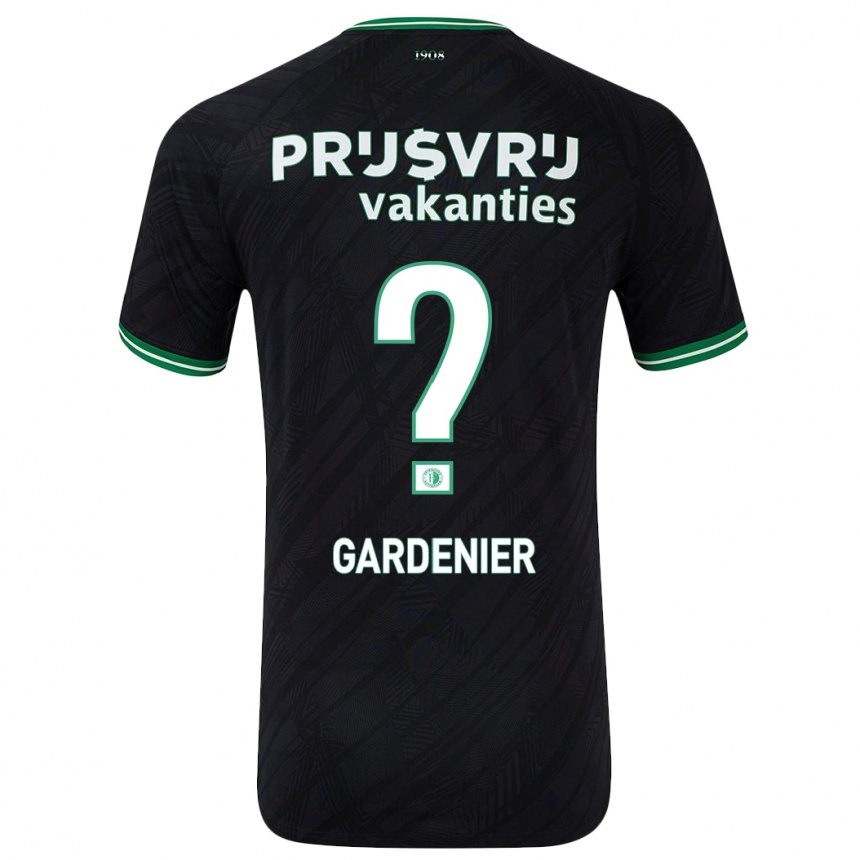 Kids Football Lucas Gardenier #0 Black Green Away Jersey 2024/25 T-Shirt Uk