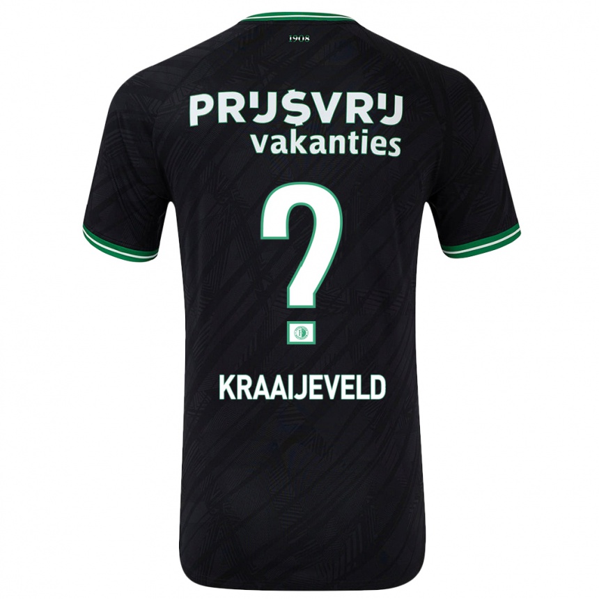 Kids Football Thijs Kraaijeveld #0 Black Green Away Jersey 2024/25 T-Shirt Uk