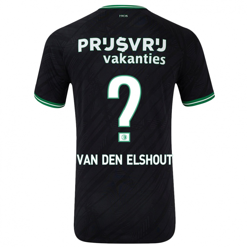 Kids Football Tobias Van Den Elshout #0 Black Green Away Jersey 2024/25 T-Shirt Uk