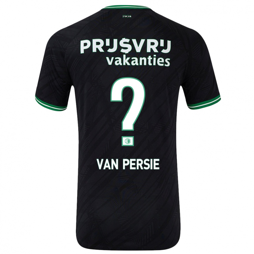 Kids Football Shaqueel Van Persie #0 Black Green Away Jersey 2024/25 T-Shirt Uk