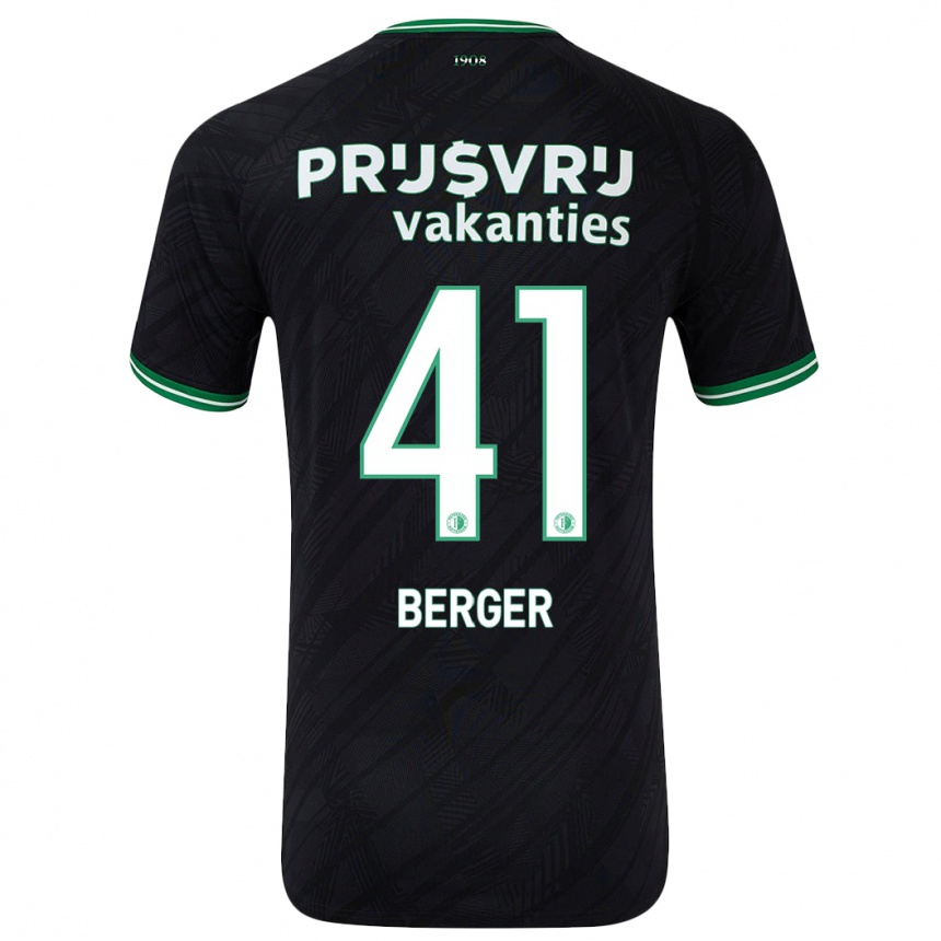 Kids Football Mannou Berger #41 Black Green Away Jersey 2024/25 T-Shirt Uk