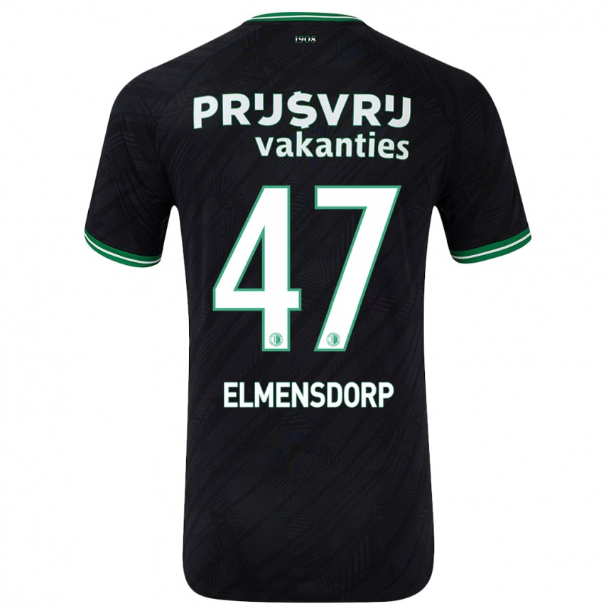 Kids Football Paris Elmensdorp #47 Black Green Away Jersey 2024/25 T-Shirt Uk