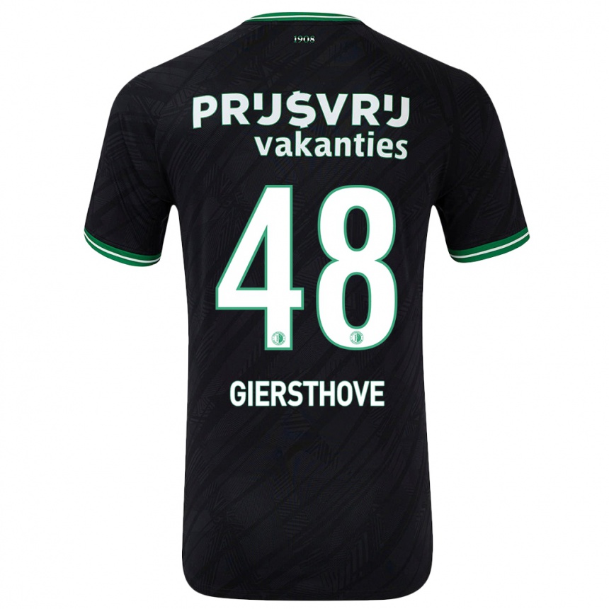 Kids Football Djomar Giersthove #48 Black Green Away Jersey 2024/25 T-Shirt Uk