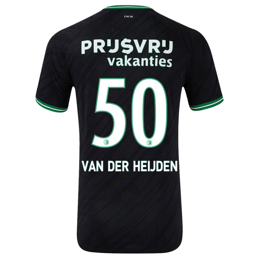 Kids Football Délano Van Der Heijden #50 Black Green Away Jersey 2024/25 T-Shirt Uk