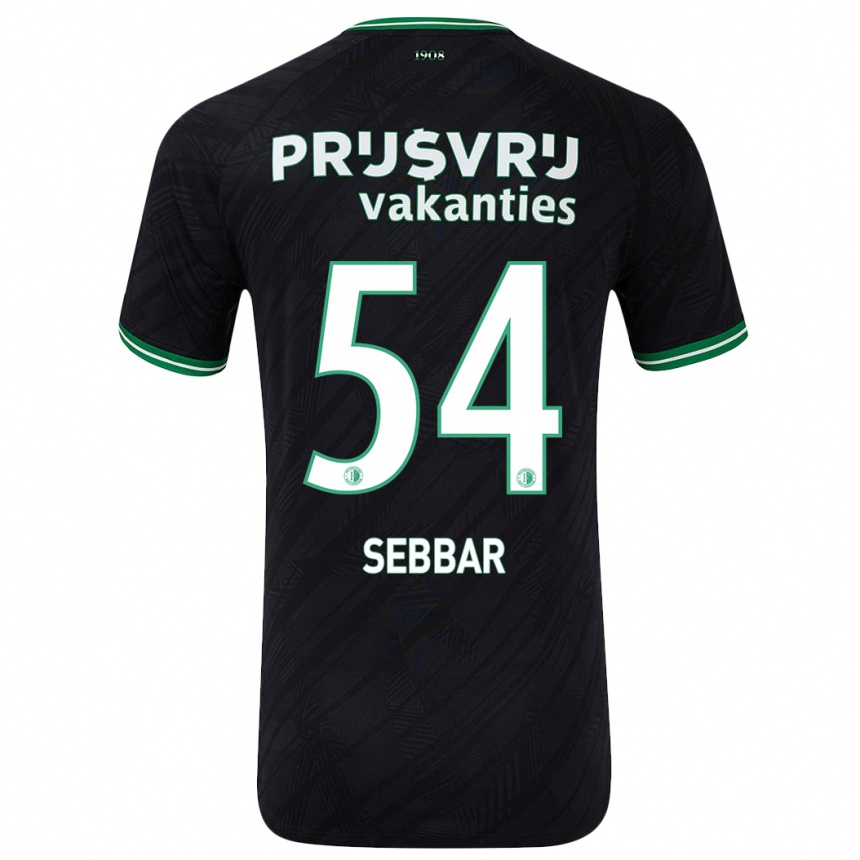 Kids Football Marouane Sebbar #54 Black Green Away Jersey 2024/25 T-Shirt Uk