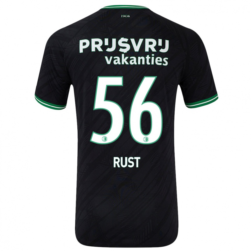 Kids Football Fabiano Rust #56 Black Green Away Jersey 2024/25 T-Shirt Uk