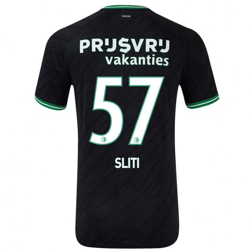 Kids Football Aymen Sliti #57 Black Green Away Jersey 2024/25 T-Shirt Uk