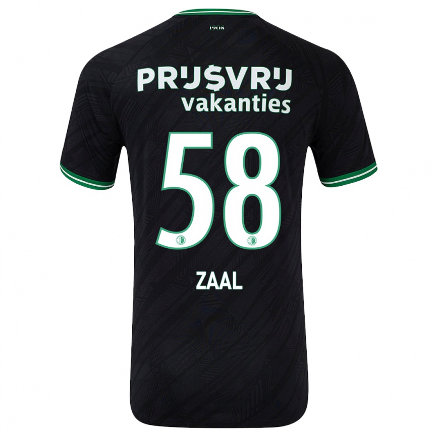 Kids Football Timo Zaal #58 Black Green Away Jersey 2024/25 T-Shirt Uk