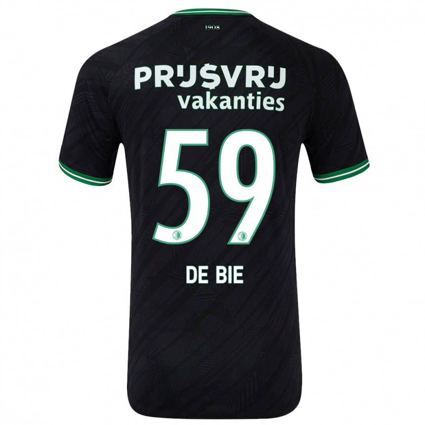 Kids Football Joey De Bie #59 Black Green Away Jersey 2024/25 T-Shirt Uk