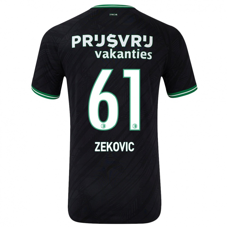 Kids Football Aleks Zekovic #61 Black Green Away Jersey 2024/25 T-Shirt Uk