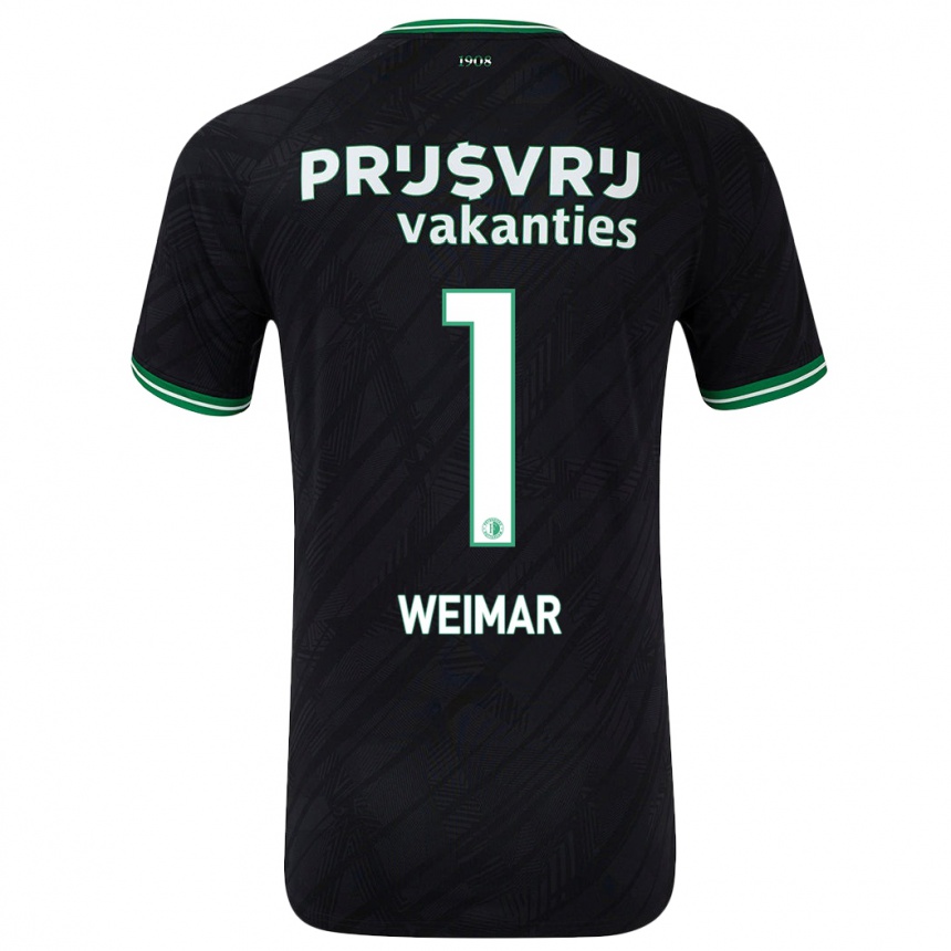 Kids Football Jacintha Weimar #1 Black Green Away Jersey 2024/25 T-Shirt Uk