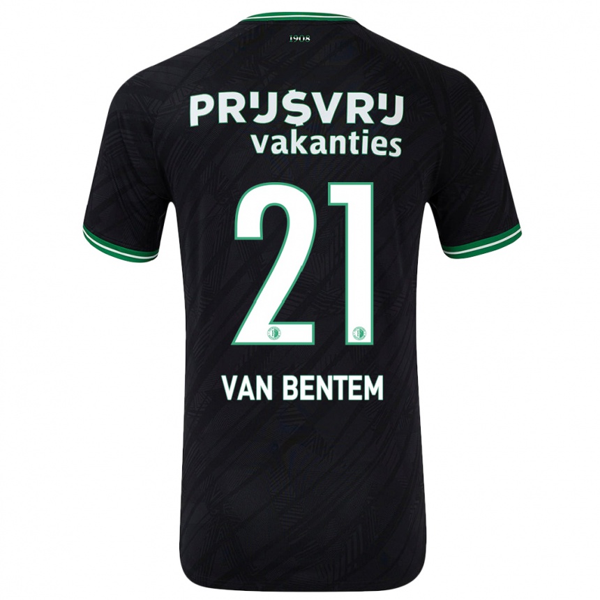 Kids Football Tess Van Bentem #21 Black Green Away Jersey 2024/25 T-Shirt Uk