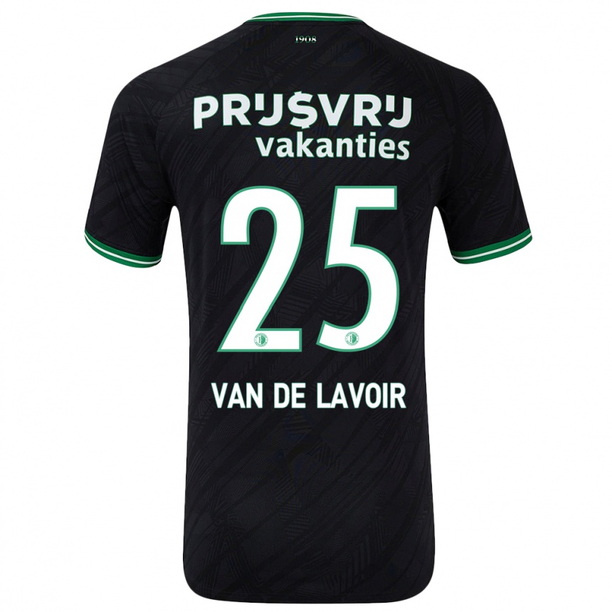 Kids Football Romeé Van De Lavoir #25 Black Green Away Jersey 2024/25 T-Shirt Uk