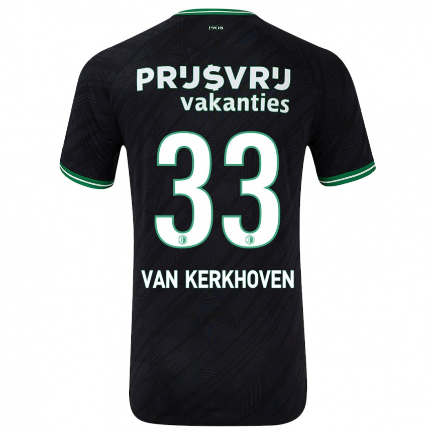 Kids Football Ella Van Kerkhoven #33 Black Green Away Jersey 2024/25 T-Shirt Uk