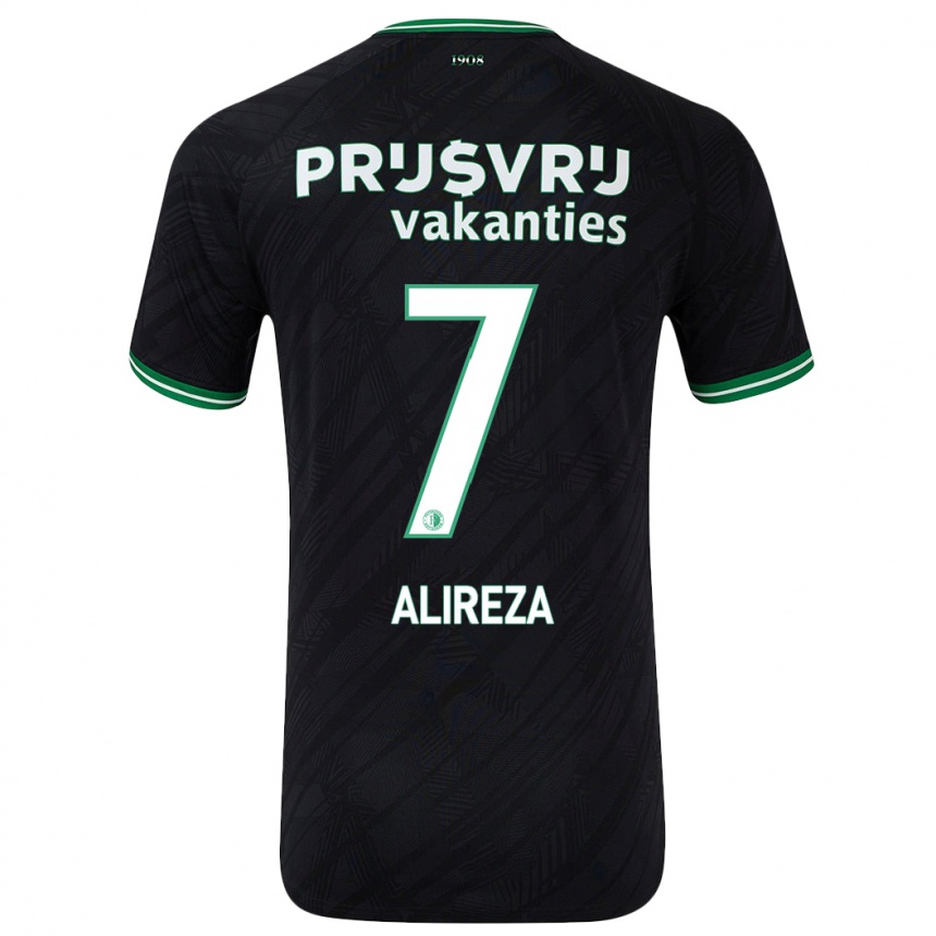 Kids Football Alireza Jahanbakhsh #7 Black Green Away Jersey 2024/25 T-Shirt Uk