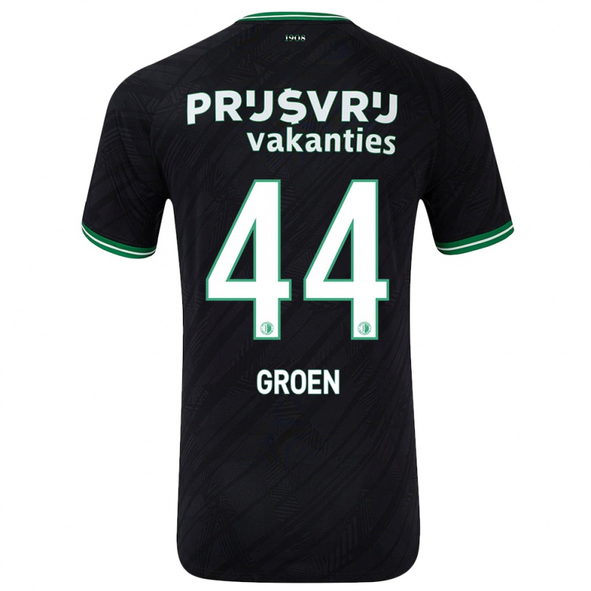 Kids Football Nesto Groen #44 Black Green Away Jersey 2024/25 T-Shirt Uk