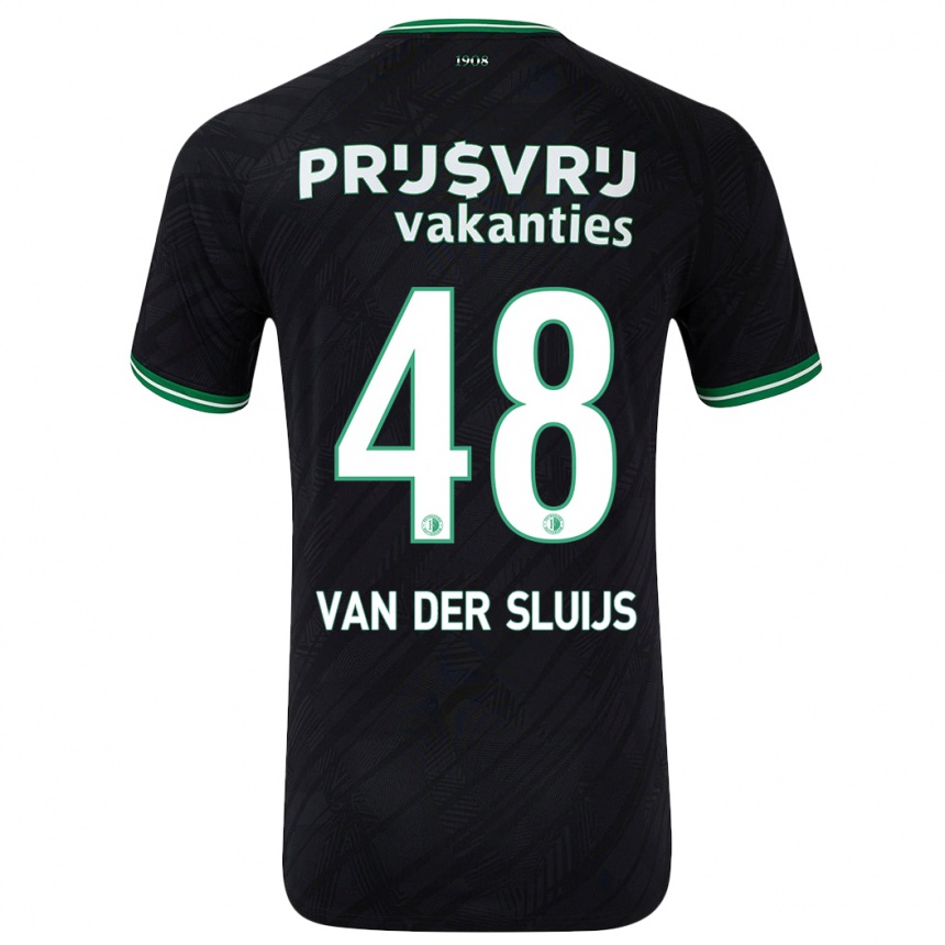 Kids Football Joep Van Der Sluijs #48 Black Green Away Jersey 2024/25 T-Shirt Uk