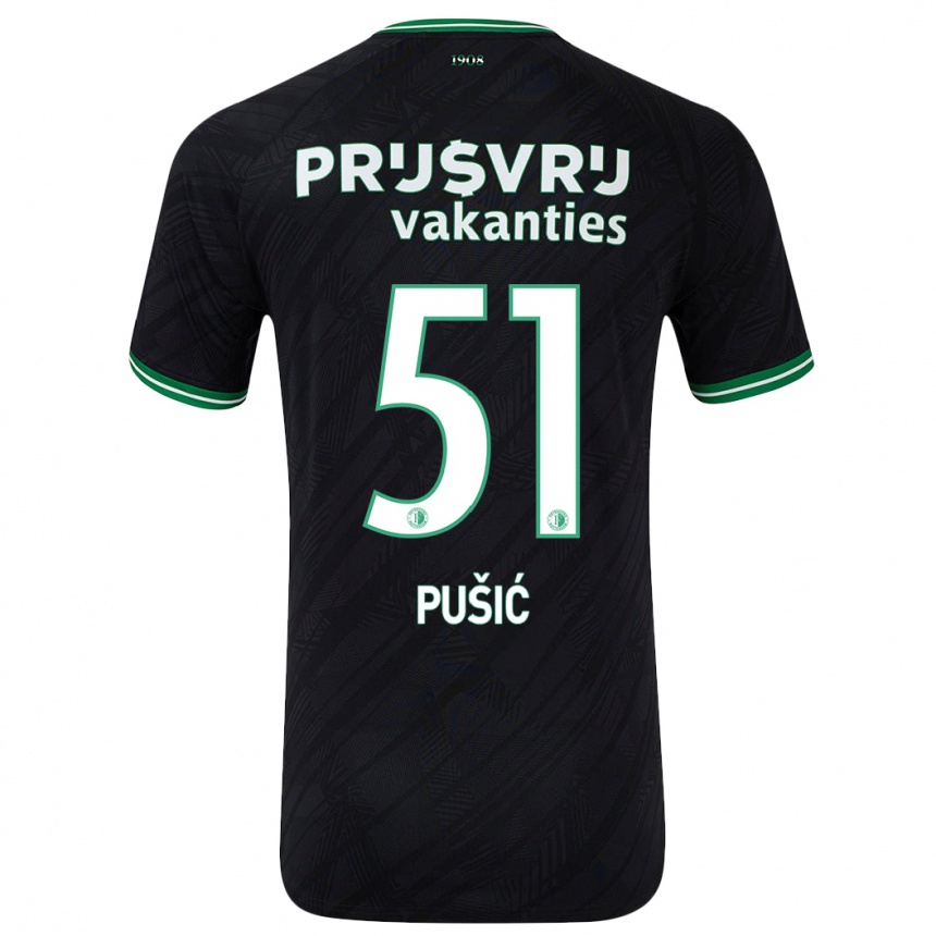 Kids Football Noah Pušić #51 Black Green Away Jersey 2024/25 T-Shirt Uk