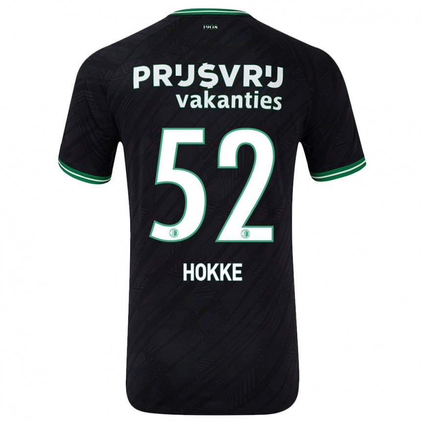 Kids Football Milan Hokke #52 Black Green Away Jersey 2024/25 T-Shirt Uk