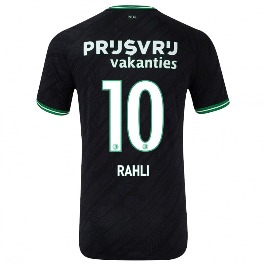 Kids Football Khalid Rahli #10 Black Green Away Jersey 2024/25 T-Shirt Uk