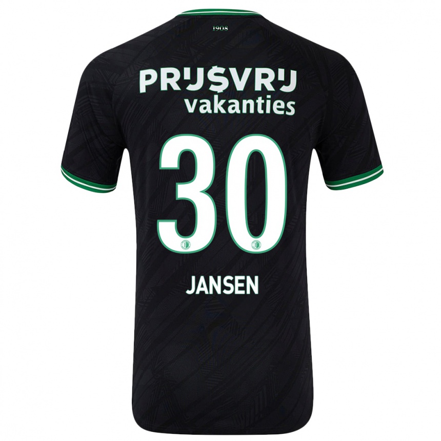 Kids Football Thijs Jansen #30 Black Green Away Jersey 2024/25 T-Shirt Uk