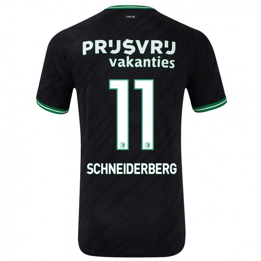 Kids Football July Schneiderberg #11 Black Green Away Jersey 2024/25 T-Shirt Uk