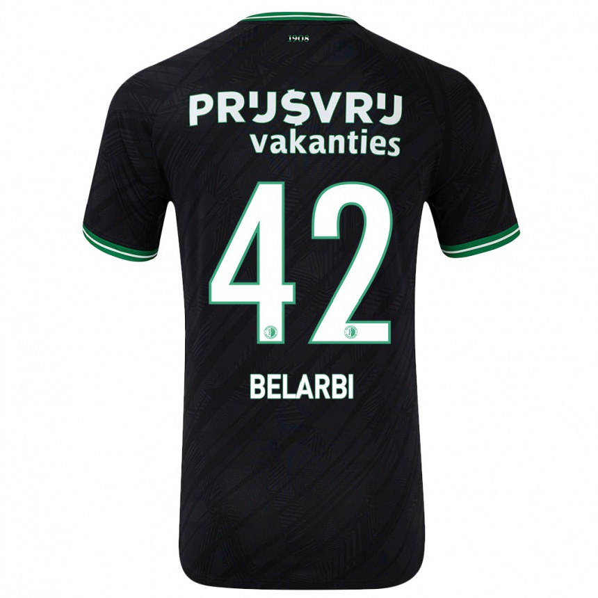 Kids Football Abdel Belarbi #42 Black Green Away Jersey 2024/25 T-Shirt Uk