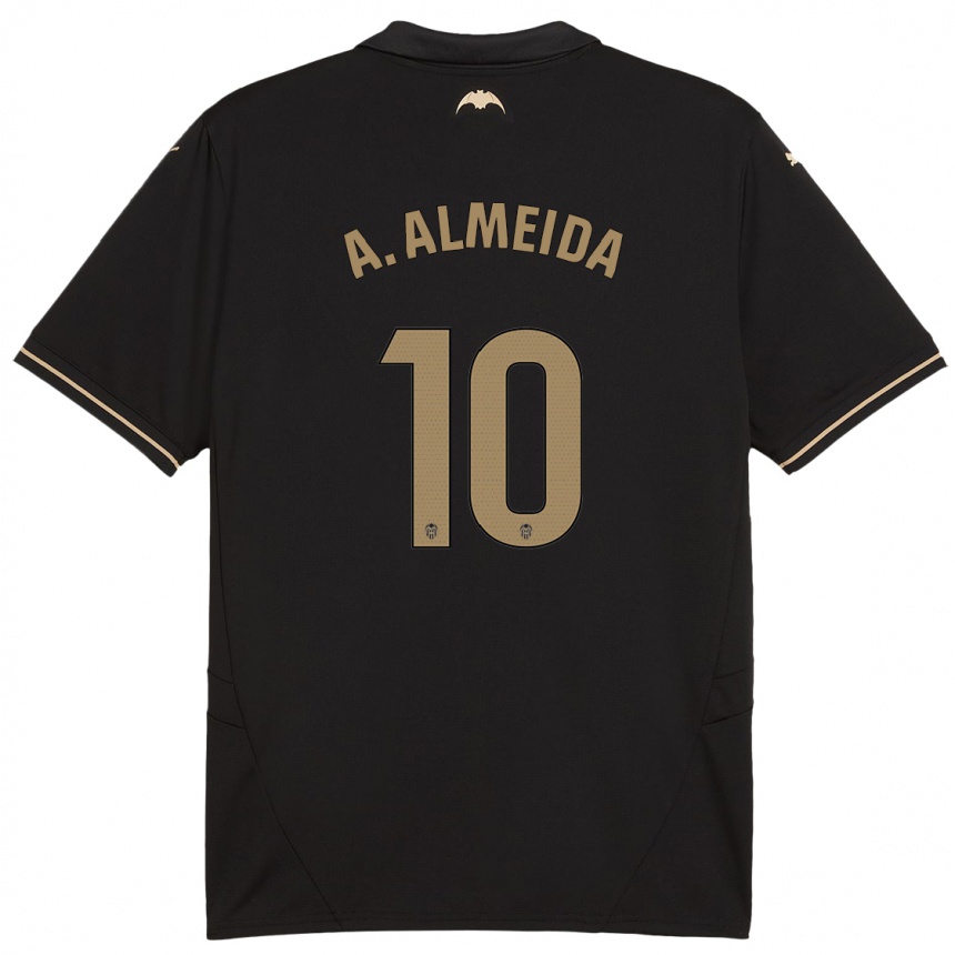 Kids Football André Almeida #10 Black Away Jersey 2024/25 T-Shirt Uk