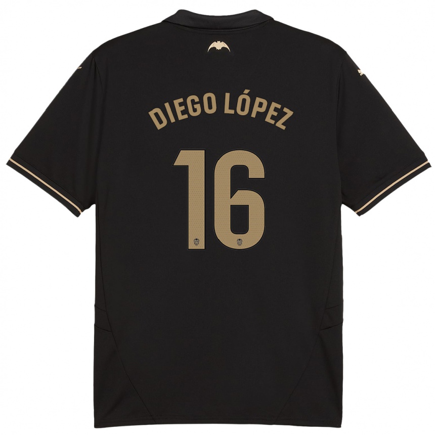 Kids Football Diego López #16 Black Away Jersey 2024/25 T-Shirt Uk