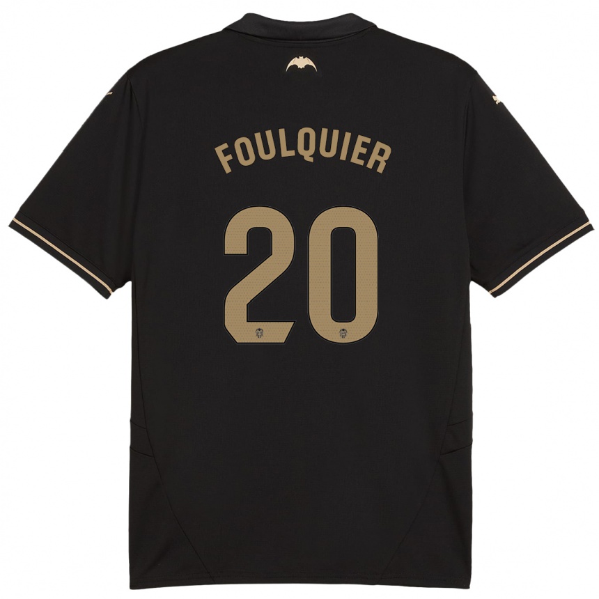 Kids Football Dimitri Foulquier #20 Black Away Jersey 2024/25 T-Shirt Uk