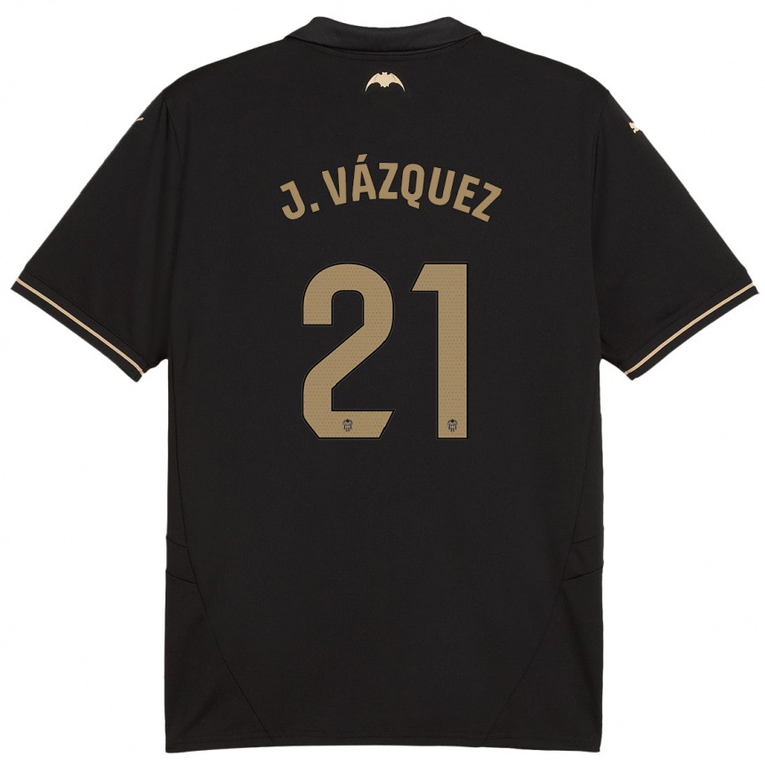 Kids Football Jesús Vázquez #21 Black Away Jersey 2024/25 T-Shirt Uk