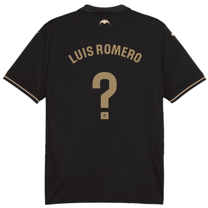 Kids Football Luis Romero #0 Black Away Jersey 2024/25 T-Shirt Uk