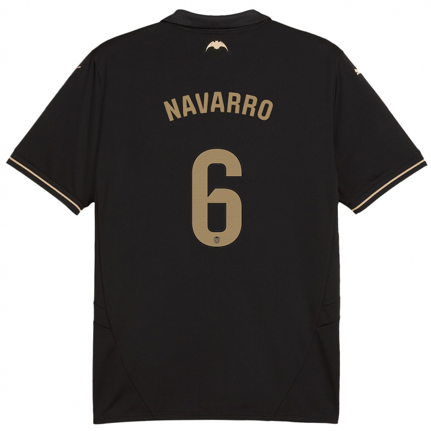 Kids Football Javi Navarro #6 Black Away Jersey 2024/25 T-Shirt Uk