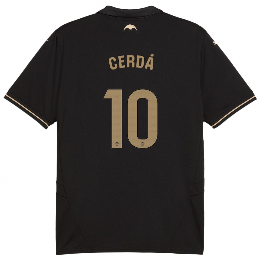 Kids Football Alex Cerdá #10 Black Away Jersey 2024/25 T-Shirt Uk