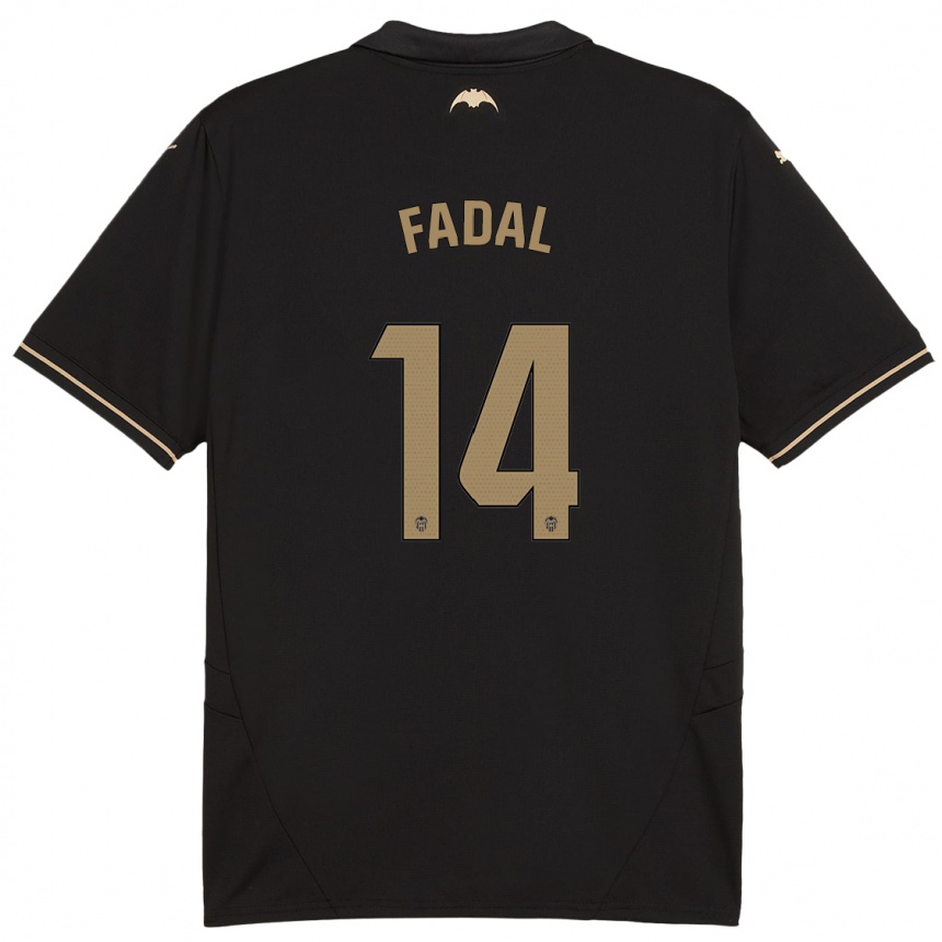 Kids Football Ali Fadal #14 Black Away Jersey 2024/25 T-Shirt Uk