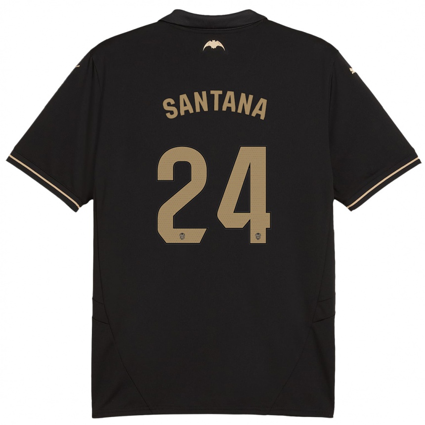 Kids Football Ismael Santana #24 Black Away Jersey 2024/25 T-Shirt Uk